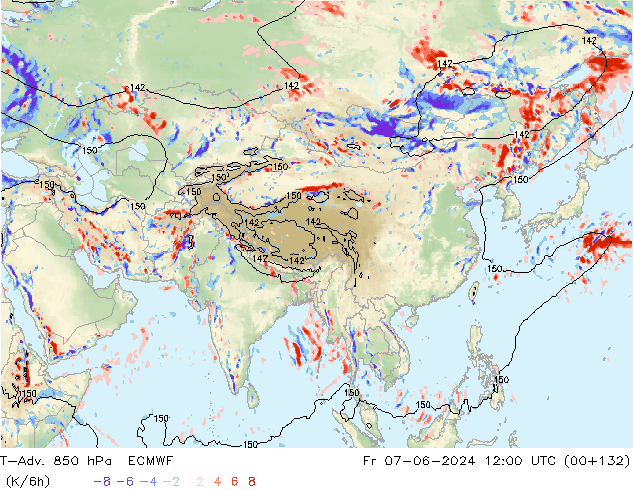 T-Adv. 850 hPa ECMWF vr 07.06.2024 12 UTC