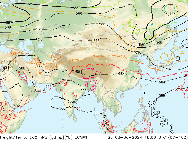 Z500/Rain (+SLP)/Z850 ECMWF Sa 08.06.2024 18 UTC