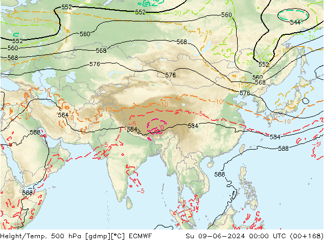 Z500/Regen(+SLP)/Z850 ECMWF zo 09.06.2024 00 UTC