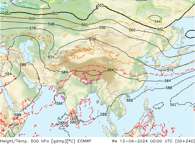 Z500/Yağmur (+YB)/Z850 ECMWF Çar 12.06.2024 00 UTC