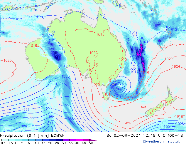 Z500/Rain (+SLP)/Z850 ECMWF dom 02.06.2024 18 UTC