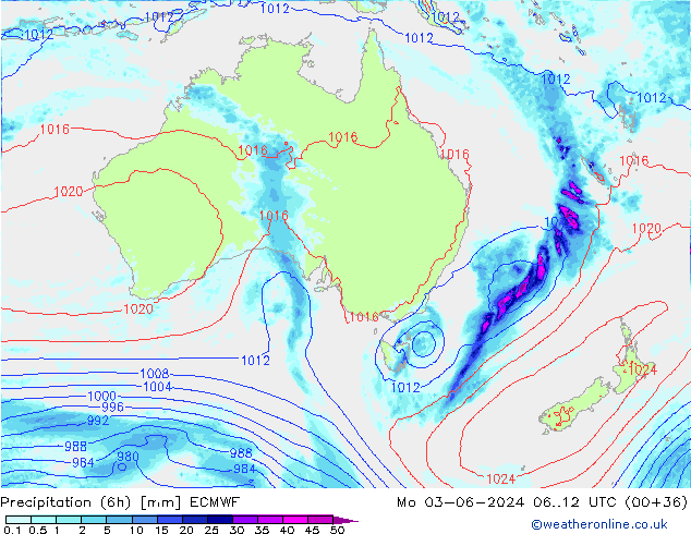 Z500/Rain (+SLP)/Z850 ECMWF lun 03.06.2024 12 UTC