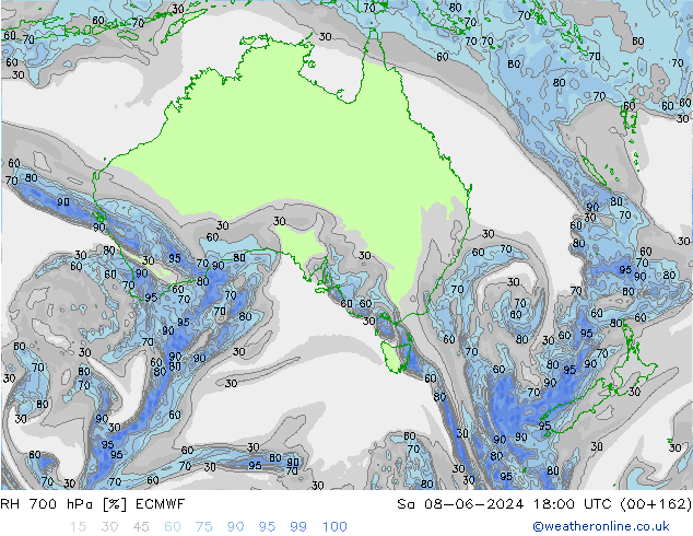 RH 700 hPa ECMWF Sa 08.06.2024 18 UTC