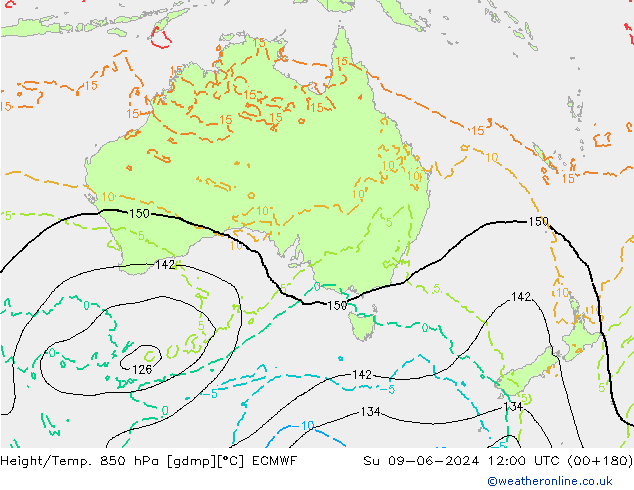 Z500/Rain (+SLP)/Z850 ECMWF Su 09.06.2024 12 UTC