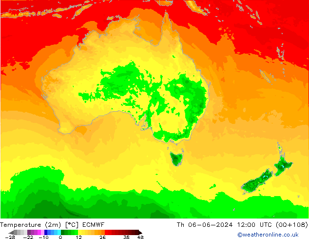 карта температуры ECMWF чт 06.06.2024 12 UTC