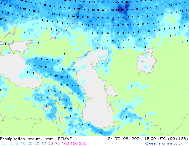 Precipitation accum. ECMWF pt. 07.06.2024 18 UTC