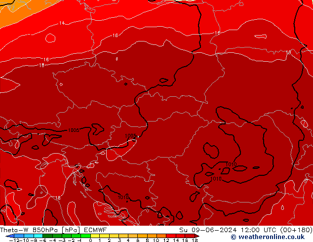 Theta-W 850hPa ECMWF dim 09.06.2024 12 UTC