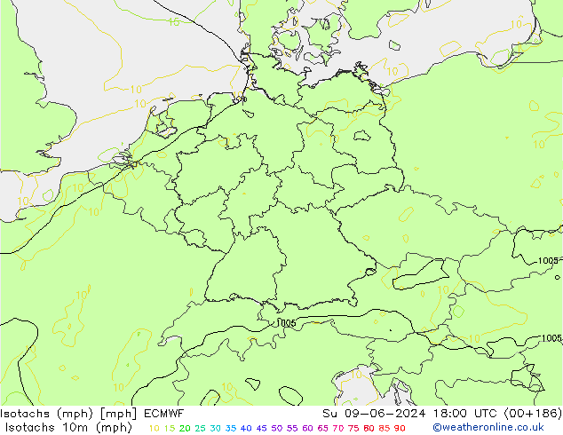 Isotachs (mph) ECMWF Su 09.06.2024 18 UTC