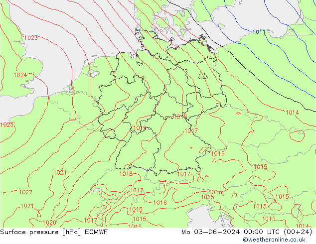 Bodendruck ECMWF Mo 03.06.2024 00 UTC