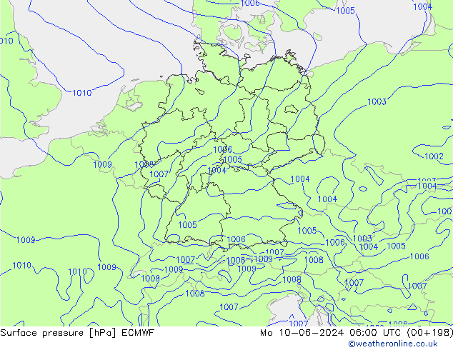 ciśnienie ECMWF pon. 10.06.2024 06 UTC