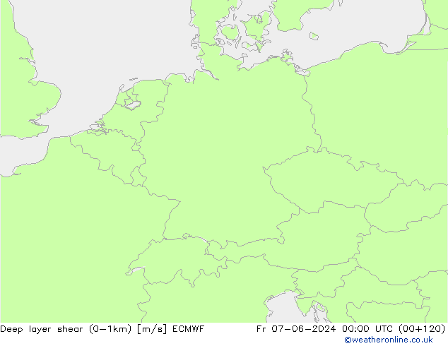 Deep layer shear (0-1km) ECMWF pt. 07.06.2024 00 UTC