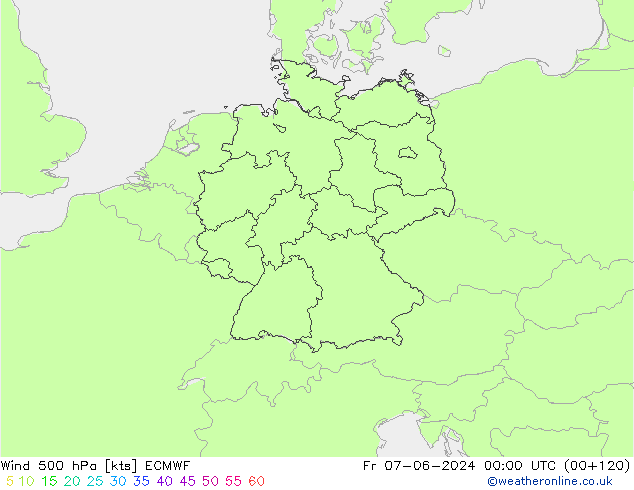 ветер 500 гПа ECMWF пт 07.06.2024 00 UTC