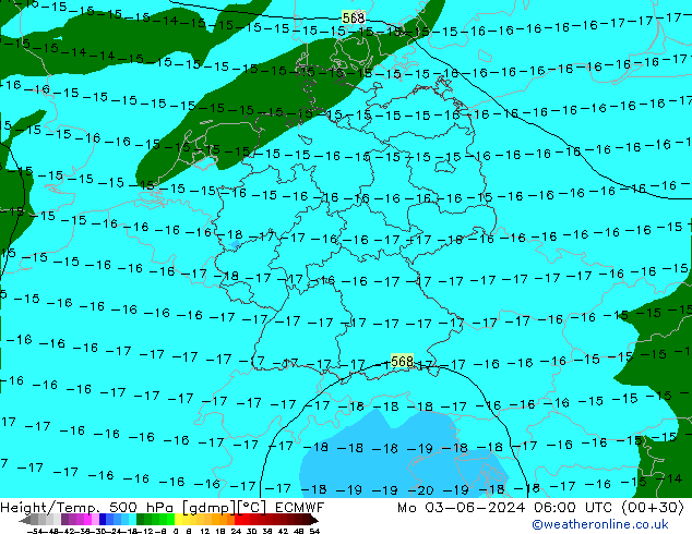 Z500/Rain (+SLP)/Z850 ECMWF lun 03.06.2024 06 UTC