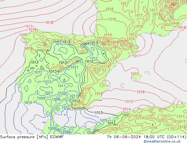 Yer basıncı ECMWF Per 06.06.2024 18 UTC