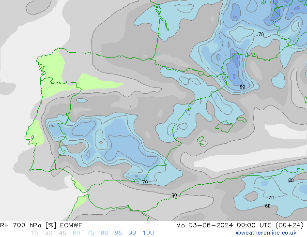 RH 700 hPa ECMWF  03.06.2024 00 UTC