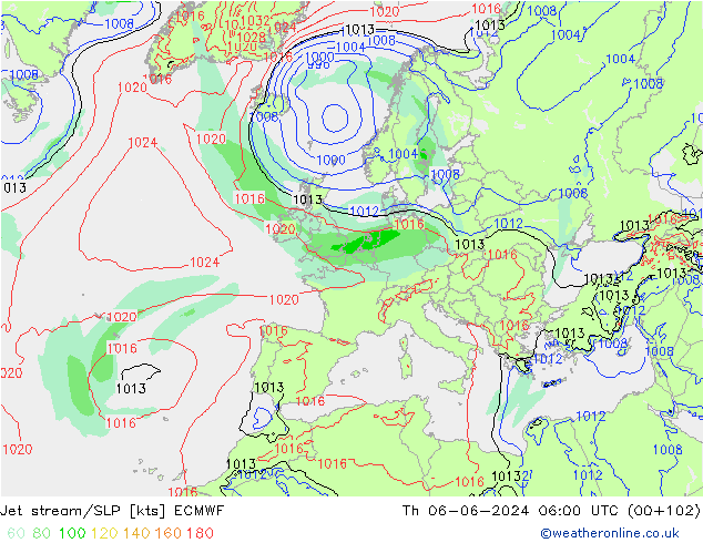 Jet Akımları/SLP ECMWF Per 06.06.2024 06 UTC