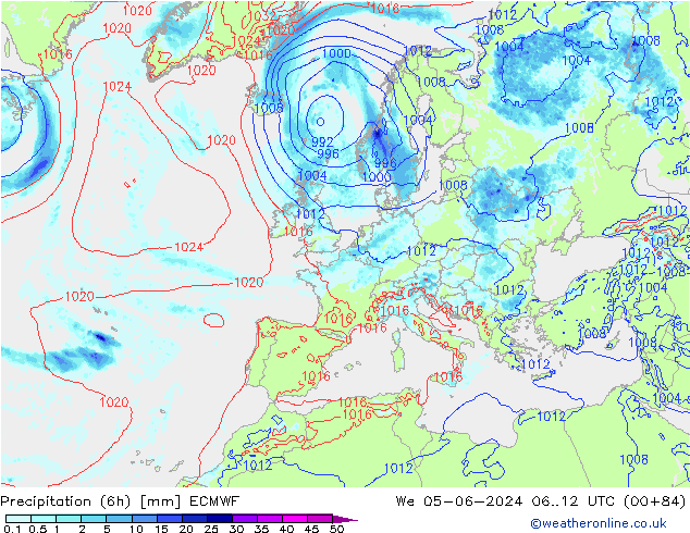 Z500/Rain (+SLP)/Z850 ECMWF St 05.06.2024 12 UTC