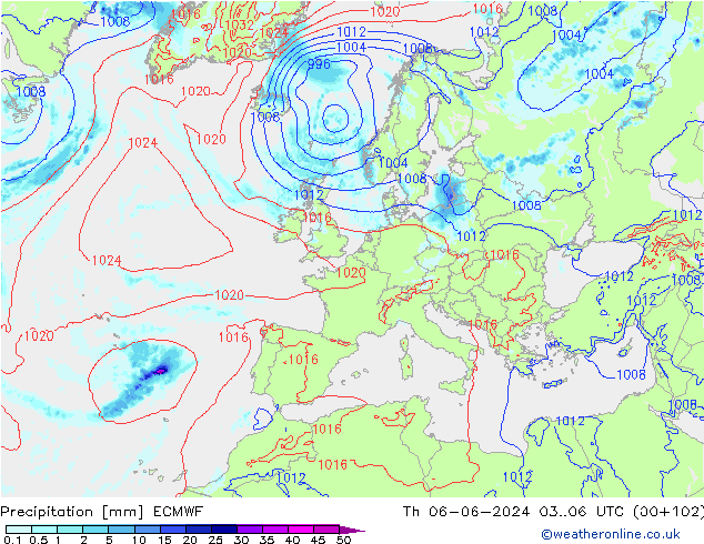 Precipitación ECMWF jue 06.06.2024 06 UTC