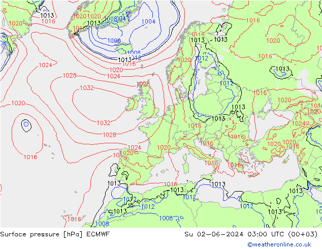 pression de l'air ECMWF dim 02.06.2024 03 UTC