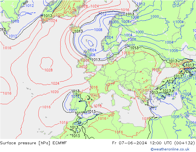 ciśnienie ECMWF pt. 07.06.2024 12 UTC