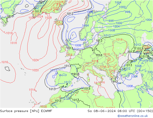 Yer basıncı ECMWF Cts 08.06.2024 06 UTC