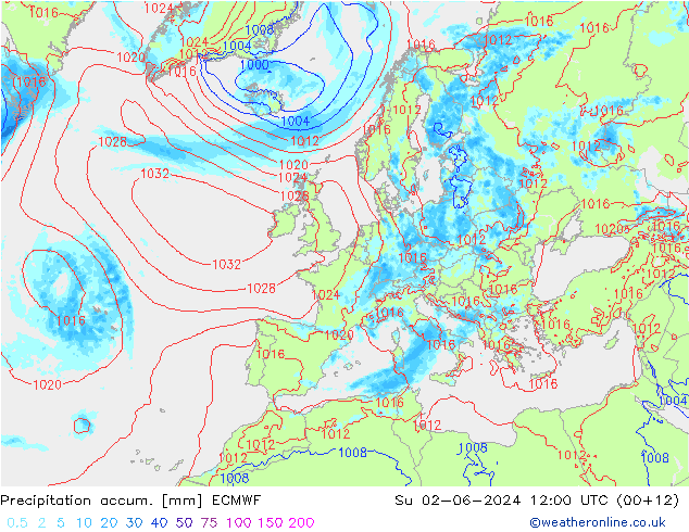 Precipitation accum. ECMWF  02.06.2024 12 UTC