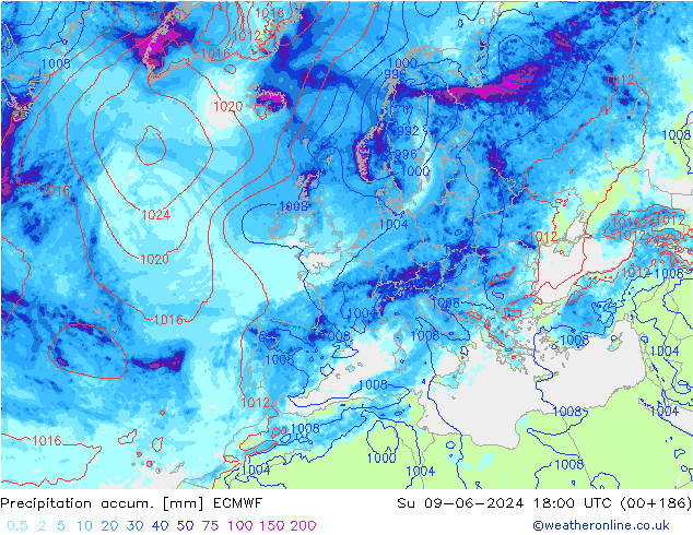 Nied. akkumuliert ECMWF So 09.06.2024 18 UTC