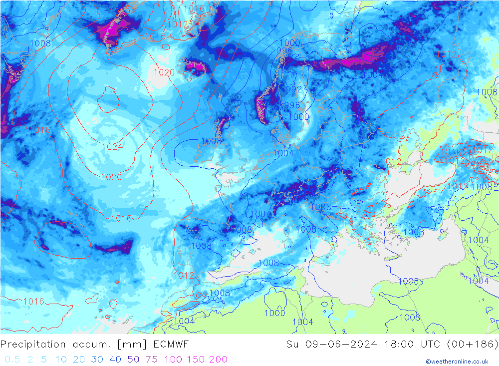 Nied. akkumuliert ECMWF So 09.06.2024 18 UTC