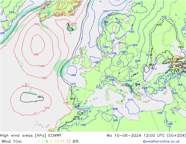 Sturmfelder ECMWF Mo 10.06.2024 12 UTC