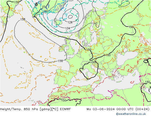 Z500/Rain (+SLP)/Z850 ECMWF пн 03.06.2024 00 UTC