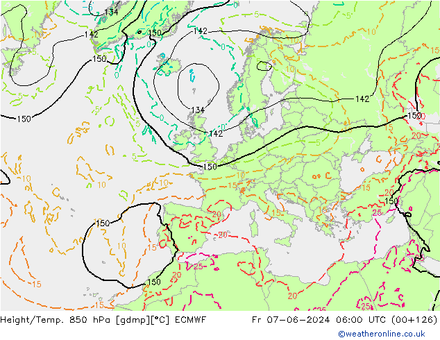 Height/Temp. 850 hPa ECMWF Pá 07.06.2024 06 UTC