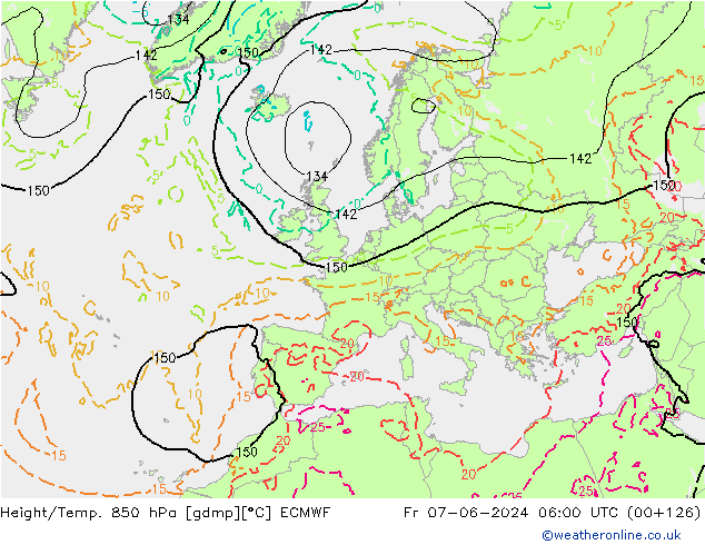 Z500/Rain (+SLP)/Z850 ECMWF ven 07.06.2024 06 UTC