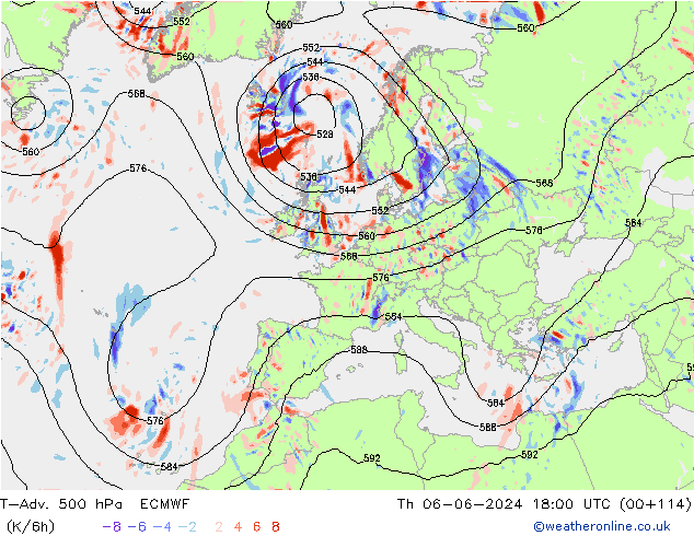 T-Adv. 500 hPa ECMWF  06.06.2024 18 UTC