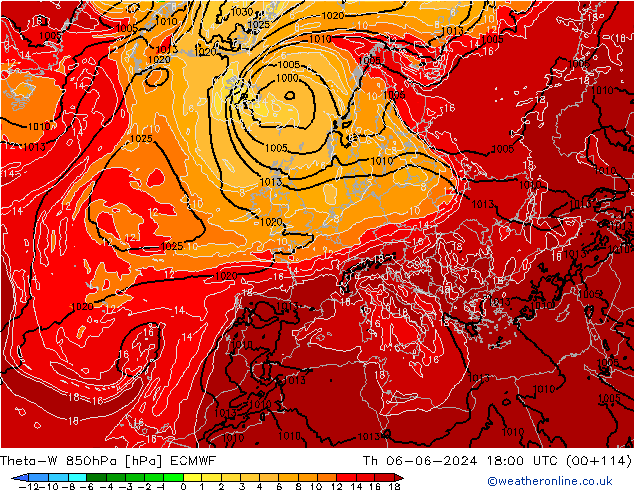 Theta-W 850hPa ECMWF Do 06.06.2024 18 UTC