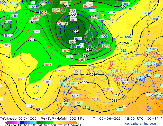 Thck 500-1000гПа ECMWF чт 06.06.2024 18 UTC