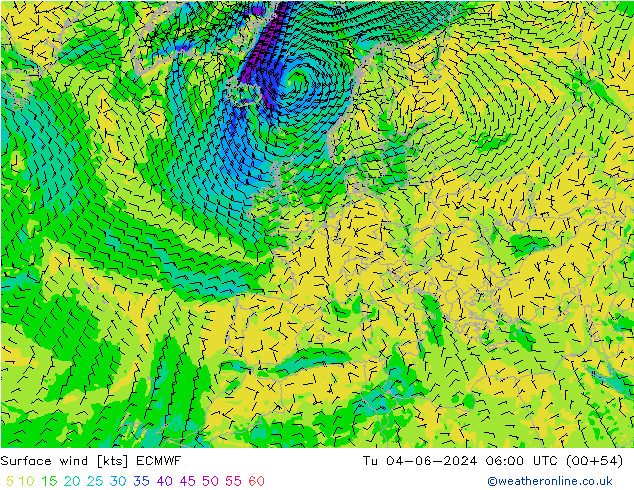 Vent 10 m ECMWF mar 04.06.2024 06 UTC