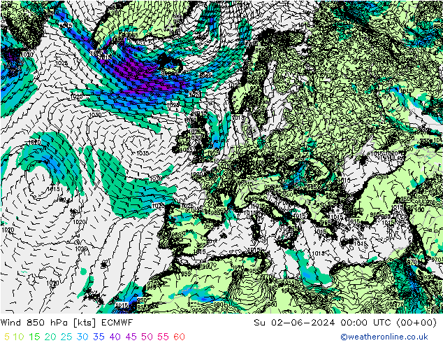 Vent 850 hPa ECMWF dim 02.06.2024 00 UTC