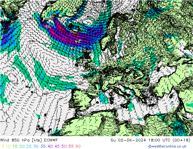 Wind 850 hPa ECMWF So 02.06.2024 18 UTC