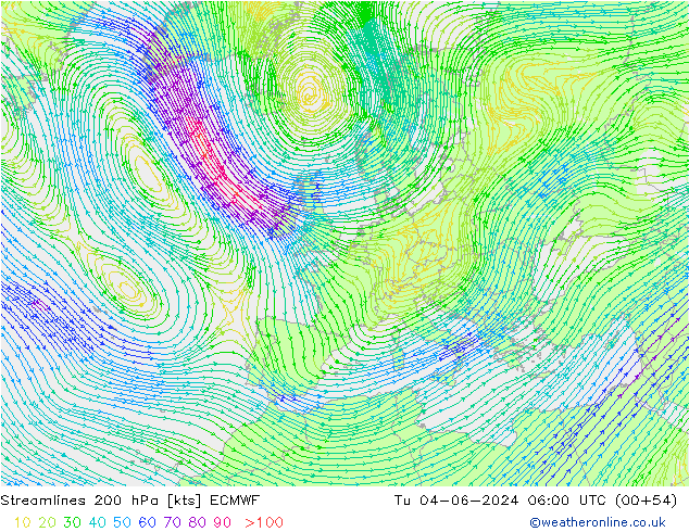 Rüzgar 200 hPa ECMWF Sa 04.06.2024 06 UTC