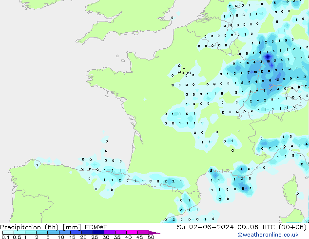 Z500/Rain (+SLP)/Z850 ECMWF So 02.06.2024 06 UTC