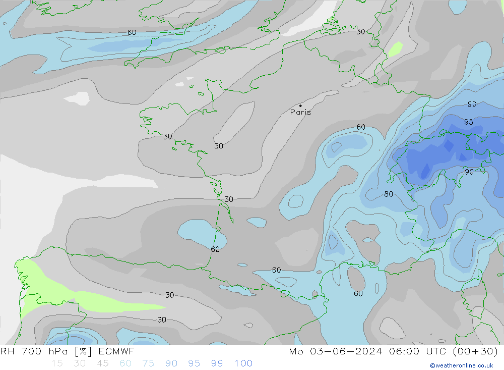 RH 700 hPa ECMWF Mo 03.06.2024 06 UTC