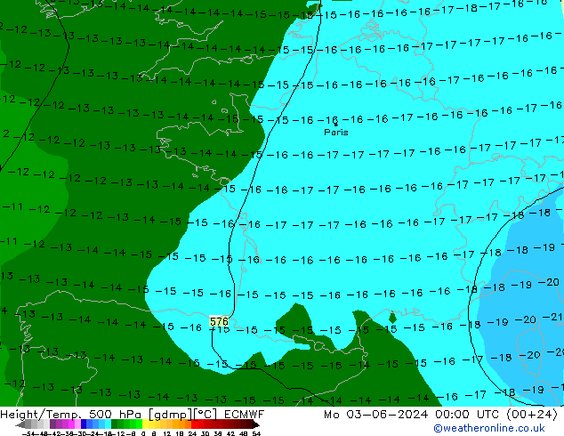 Z500/Rain (+SLP)/Z850 ECMWF Mo 03.06.2024 00 UTC