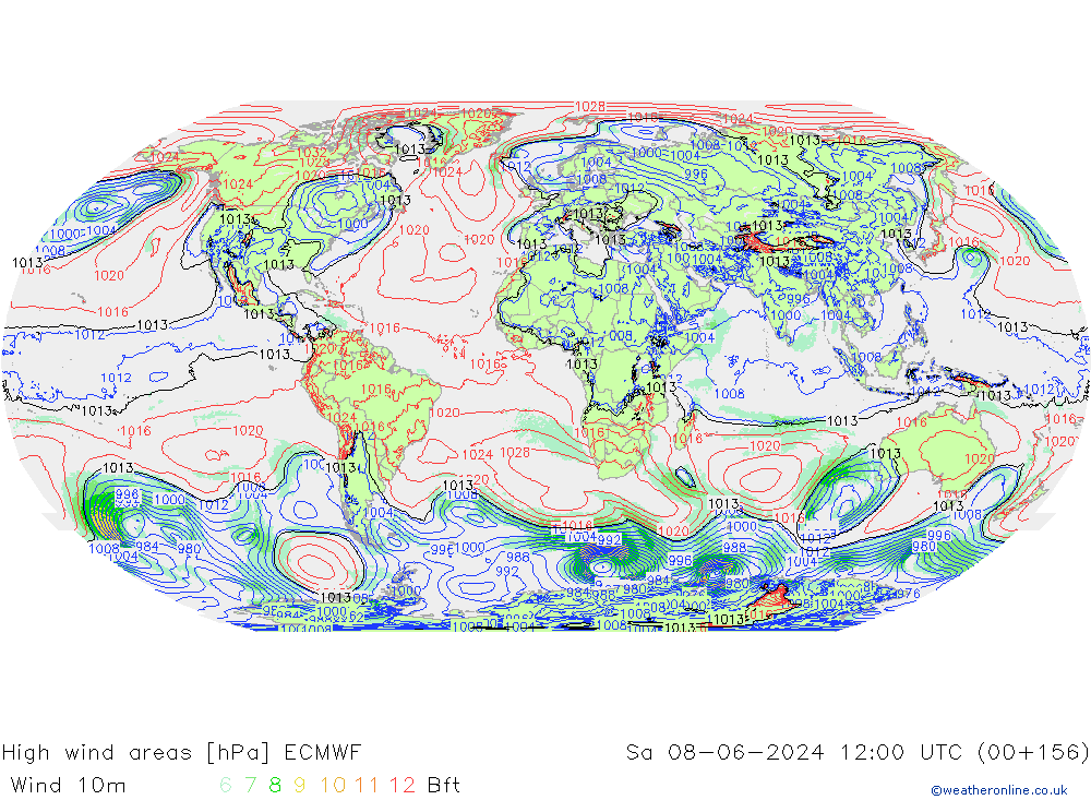 High wind areas ECMWF sam 08.06.2024 12 UTC