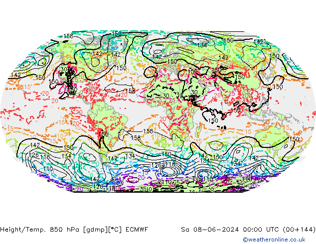 Height/Temp. 850 hPa ECMWF sab 08.06.2024 00 UTC