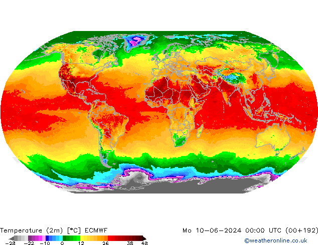 Temperature (2m) ECMWF Po 10.06.2024 00 UTC