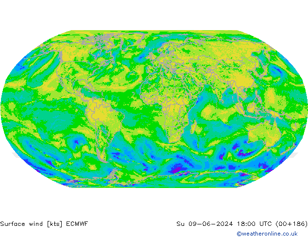 Prec 6h/Wind 10m/950 ECMWF dom 09.06.2024 18 UTC
