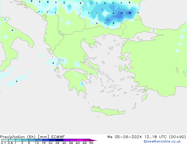 Precipitação (6h) ECMWF Qua 05.06.2024 18 UTC