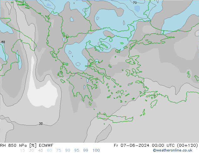 RH 850 hPa ECMWF Fr 07.06.2024 00 UTC
