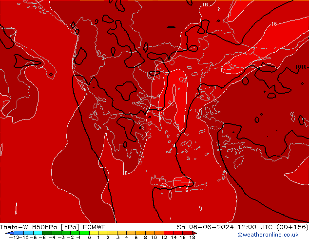 Theta-W 850hPa ECMWF Sa 08.06.2024 12 UTC