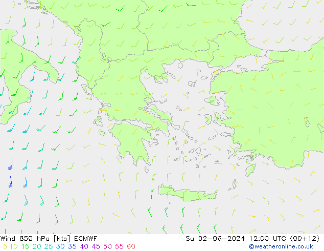 Wind 850 hPa ECMWF Su 02.06.2024 12 UTC